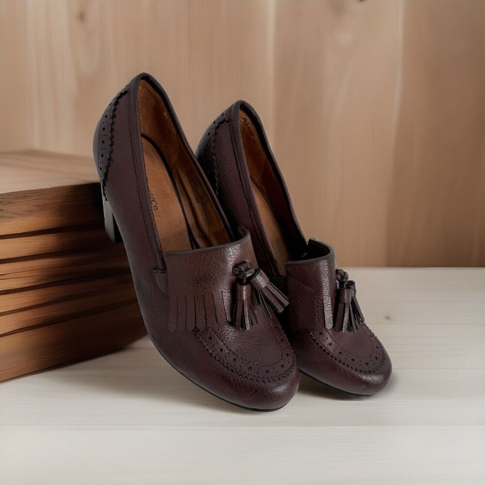 GH Bass & Co. Block Heels Women's 7 M Pumps SlipOn Shoes Kiltie Tassels Academia - Picture 1 of 8